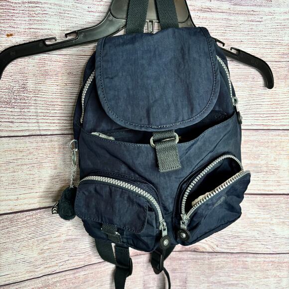Kipling Navy Blue Small Lovebug Travel Daily Backpack Clean with Keychain - Picture 4 of 12